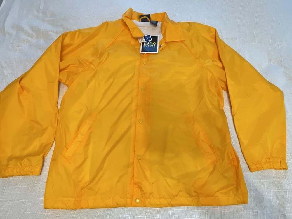 Vos Sports Yellow lined Nylon Windbreaker Coaches Jacket Size XL